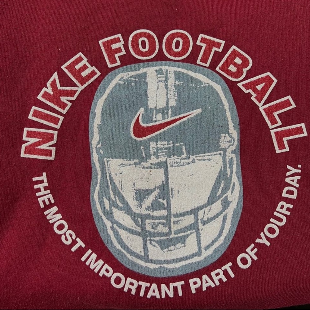 oversized dark red vintage nike football crewneck